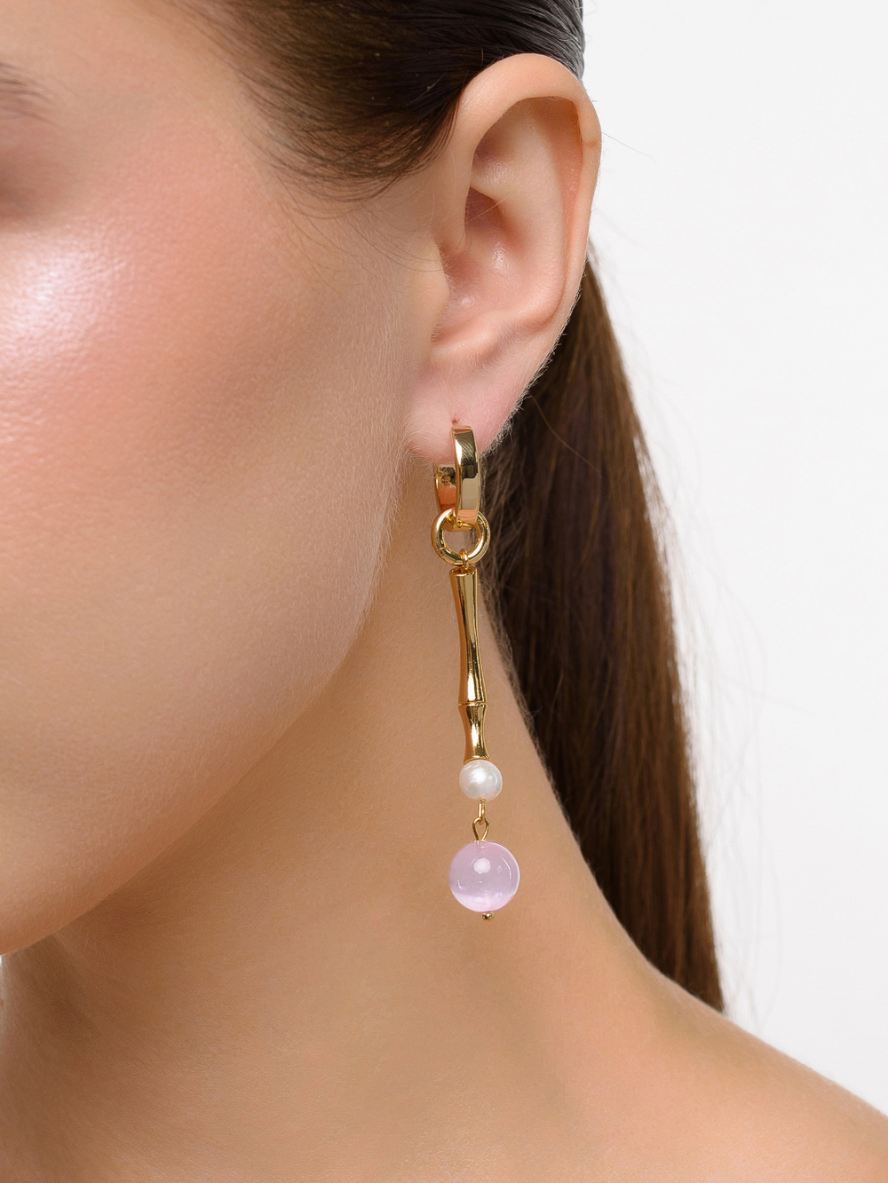 Серьги "Bubble yellow-violet" с селенитом Gold
