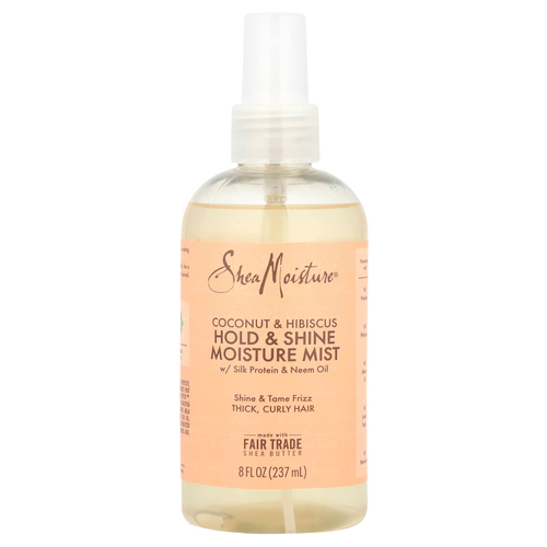 SheaMoisture, увлажняющий спрей для волос, для фиксации и придания блеска, с протеинами шелка и маслом нима, кокосом и гибискусом, 237 мл (8 жидк. унций)