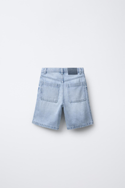 ZARA ДЖИНСОВЫЕ БЕРМУДЫ RELAXED BAGGY, ГОЛУБОЙ