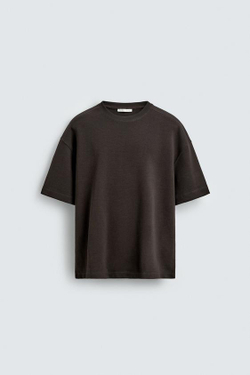 ZARA ТОЛСТОВКА RELAXED FIT ИЗ ИНТЕРЛОКА, КОРИЧНЕВЫЙ