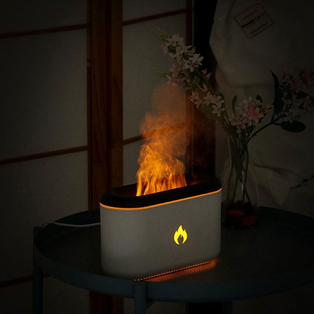 Светильник с увлажнителем эффект камина Flame Diffuser, белый