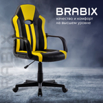 Кресло компьютерное BRABIX "Stripe GM-202", экокожа, черное/желтое, 532510