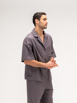 Костюм мужской льняной. Рубашка с брюками. Графит