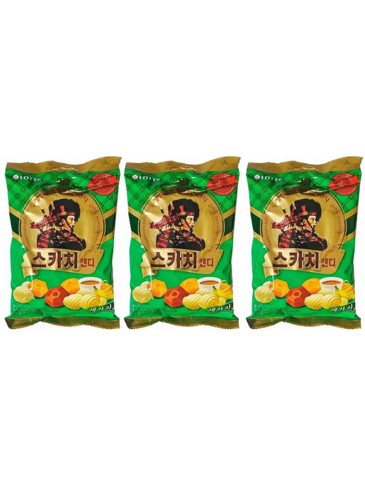 Карамель Lotte Скотч Трио сливки, кофе, банан 157 г, 3 шт