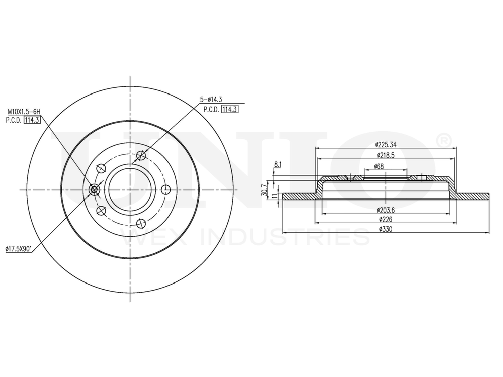 Диск тормозной задний UNIO BRD-20533