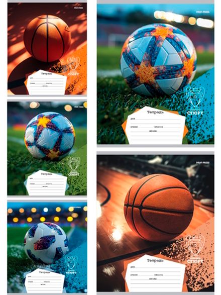 Тетрадь 18л, клетка, Проф-Пресс Разные мячи, ассорти, 1шт.