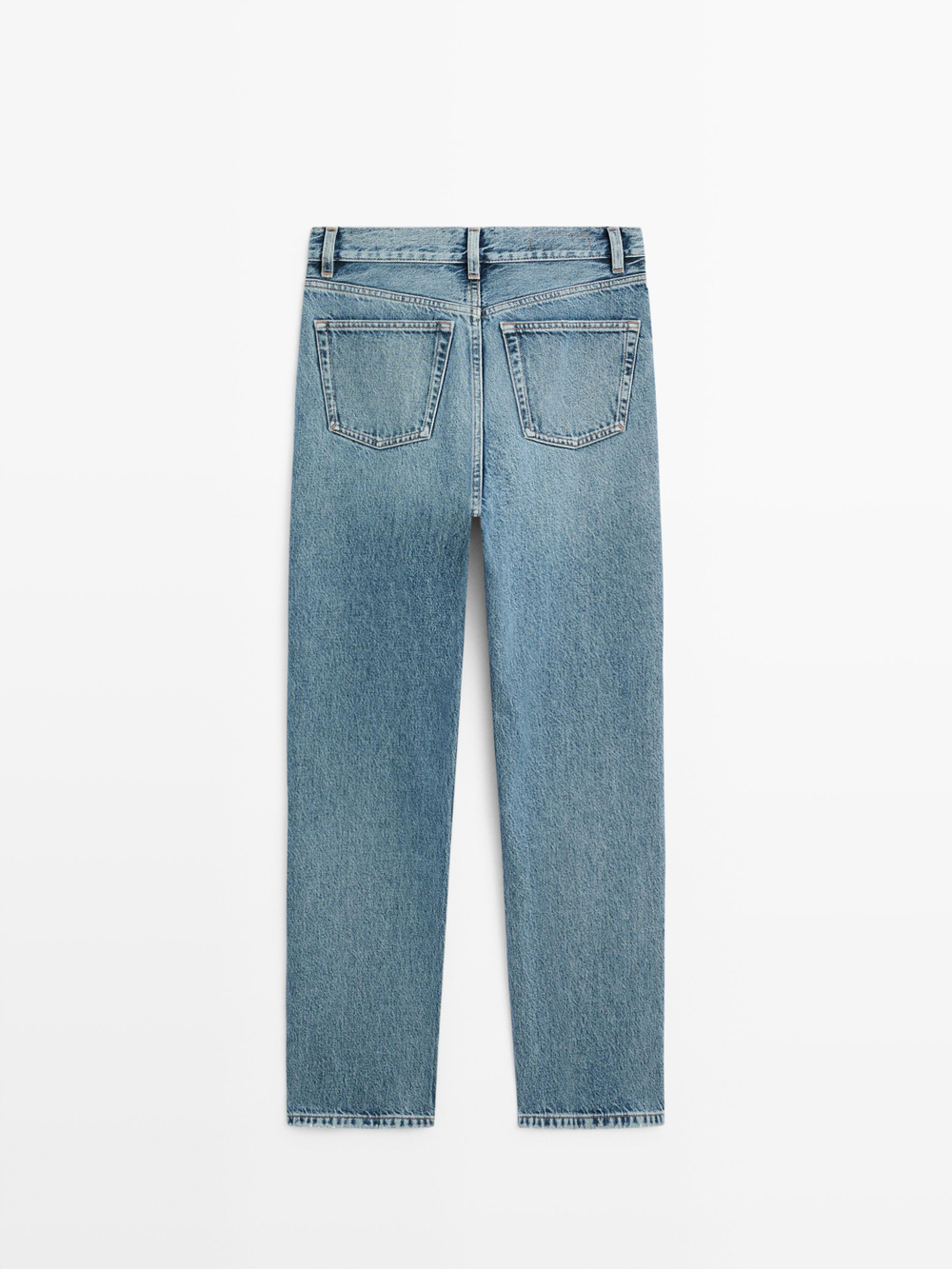 Massimo Dutti Прямые джинсы с высокой талией, светло-голубой