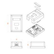 Однопортовая розетка RJ45 Hyperline SB1-1-8P8C-C5e-WH