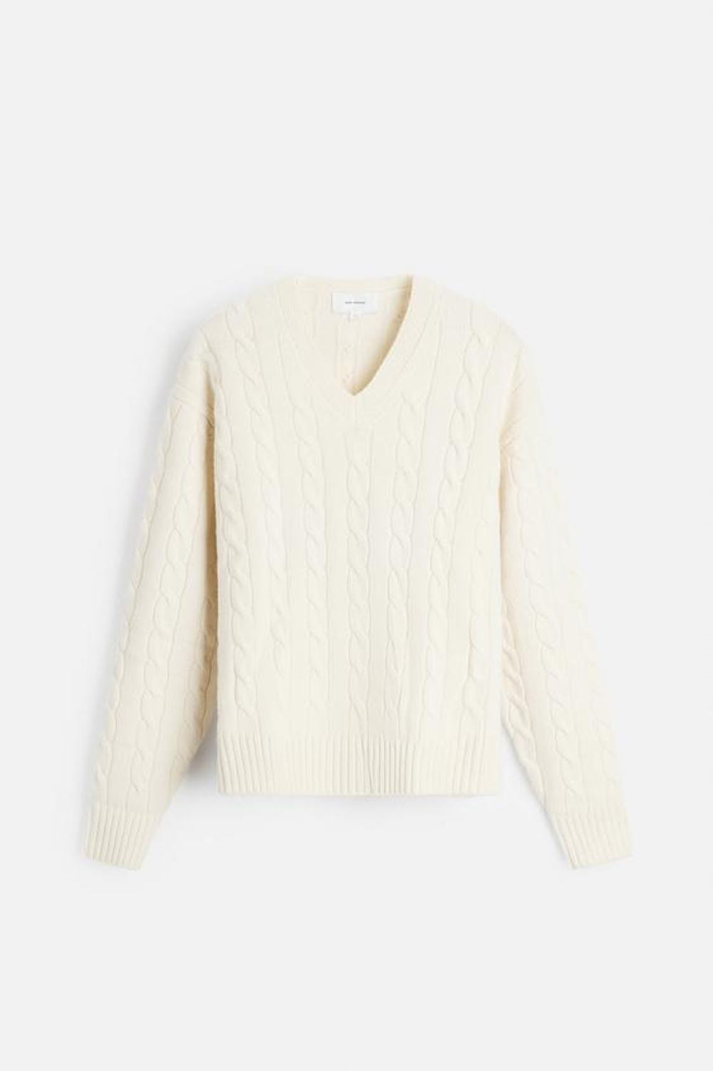 ZARA ШЕРСТЯНОЙ СВИТЕР С УЗОРОМ «КОСЫ», ЭКРЮ