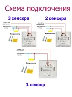 Сенсорный выключатель двухклавишный с квадратной подсветкой и power