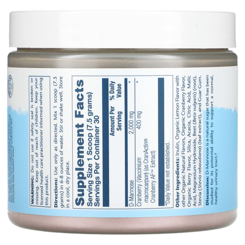 Solaray, D-манноза с порошком CranActin, 2000 мг, 226 г (8 унций)