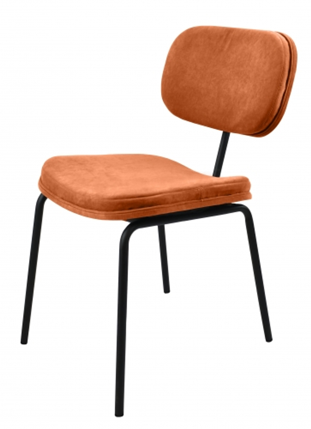 Стул Осло основание металл чёрный муар, сидение и спинка ткань велюр оранжевый