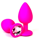 Розовая силиконовая пробка с нежно-розовым кристаллом - 9,2 см. (Цвет: нежно-розовый)