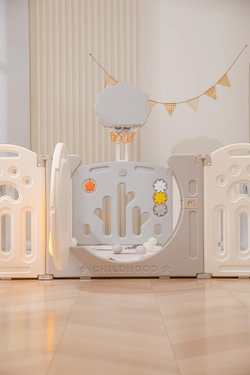 Манеж UNIX Kids DeLuxe Grey,180 x 200 см с игровыми аксессуарами