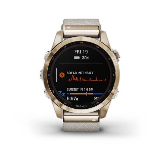 Умные часы Garmin FENIX 7S Sapphire Solar титановый кремовый с нейлоновым ремешком