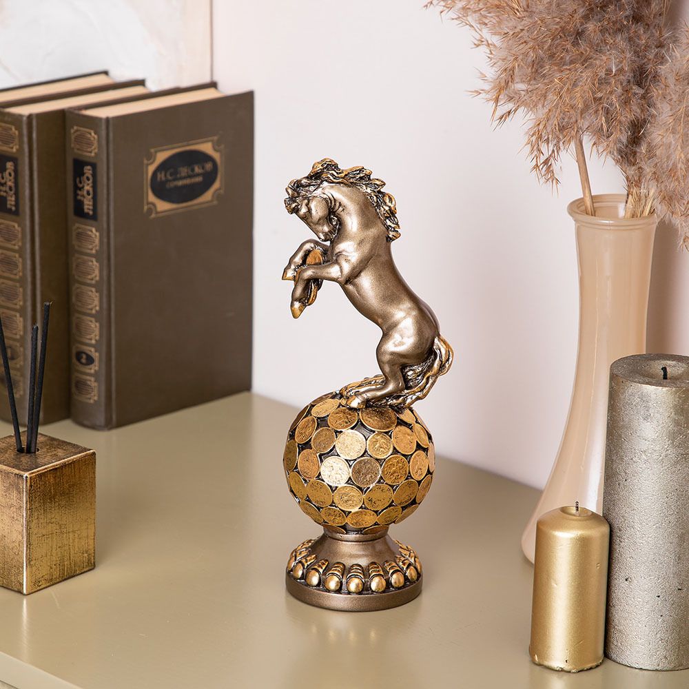 Скульптура Конь на шаре Бронза