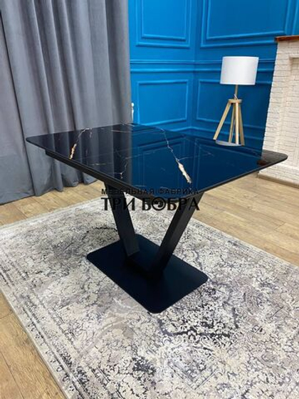 Кухонный раздвижной стол "Леон", черный мрамор