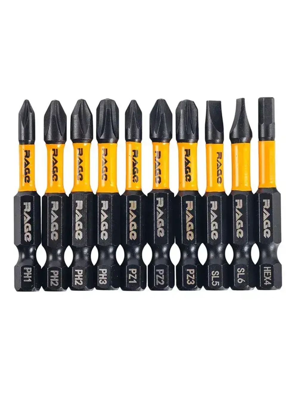 Набор бит торсионных IMPACT S2 PH PZ SL HEX x 50 мм 10 шт RAGE by VIRA