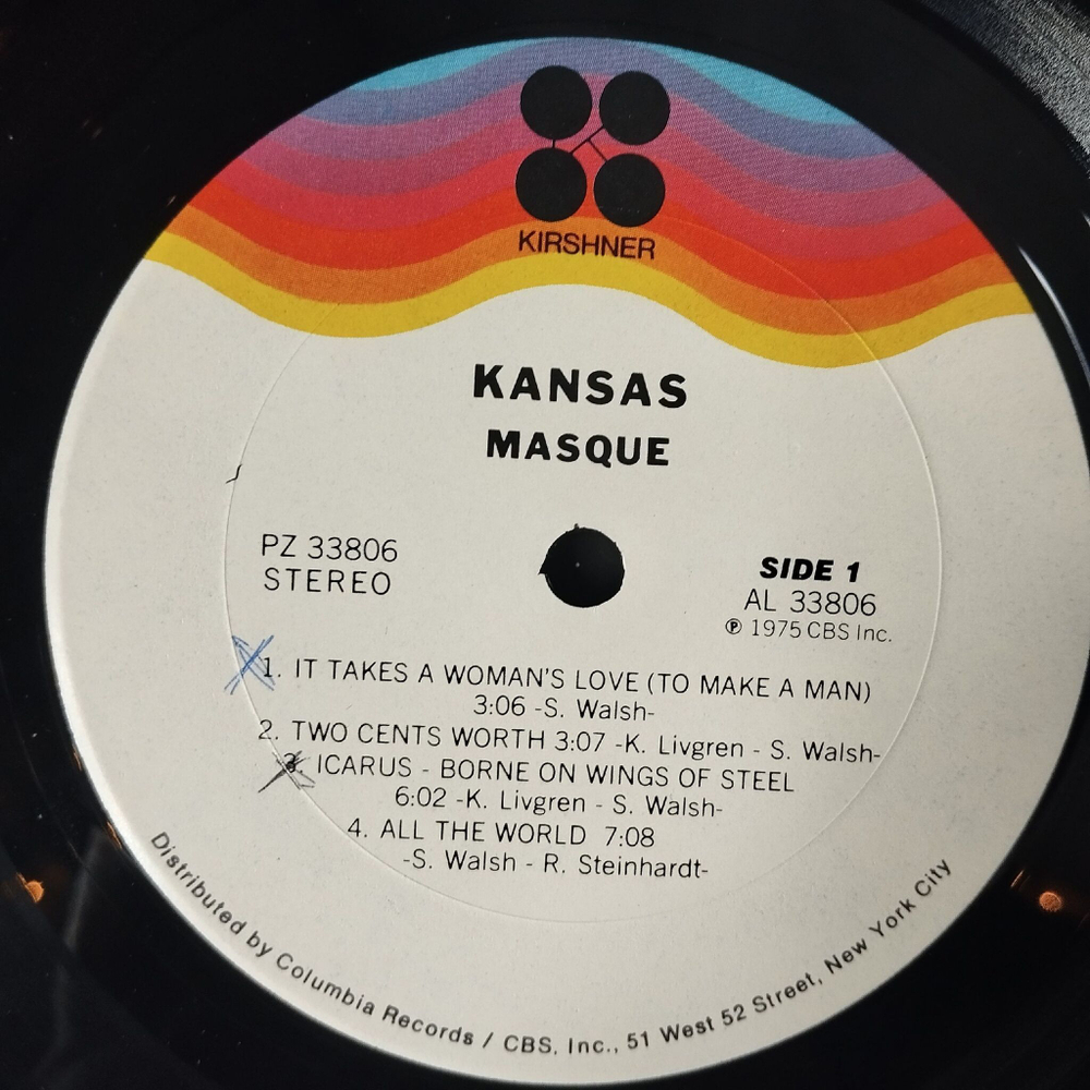 Винтажная виниловая пластинка LP Kansas Masque (USA 1975)
