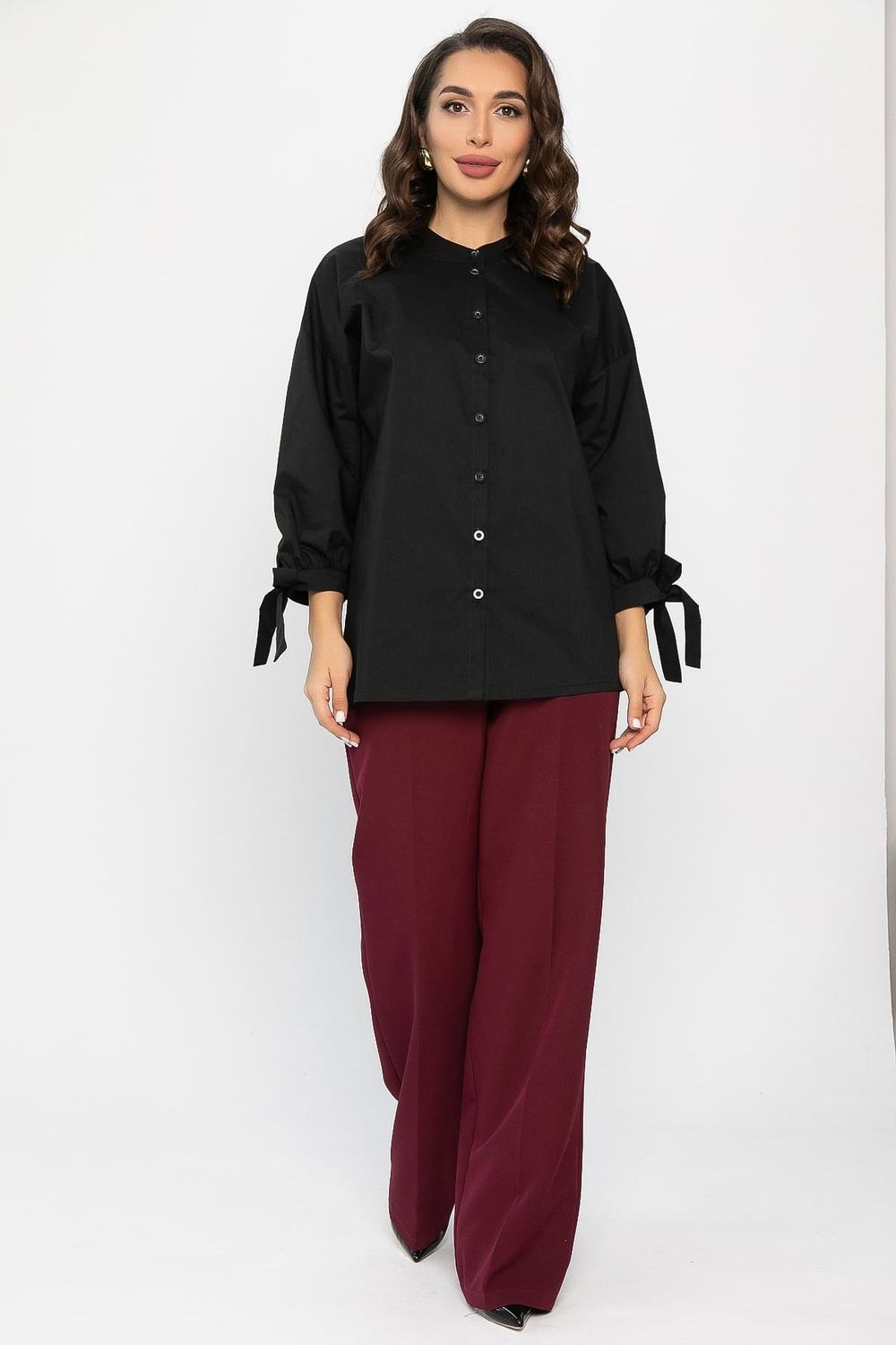 Блуза с завязками Ажур (черная) Б14387-10М LT Collection