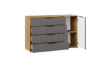 Комод для одежды с ящиками и полками Дуб Крафт золотой/Графит матовый 4 ящика 129х41х84 см