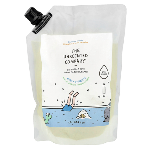 The Unscented Company, Kids, Big Bubble Bath, Refill, без отдушек, 1 л (33,8 жидк. Унции)