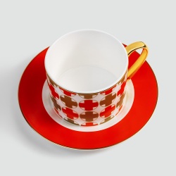 Чайная пара Farforite «Сигнум красный» 250 мл в подарочной коробке