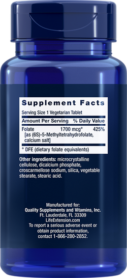Optimized Folate (L-Methylfolate) 1700 мкг 100 таблеток Life Extension