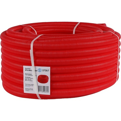 STOUT Труба гофрированная ПНД красная наружным диаметром 28 мм для труб диаметром 20 мм