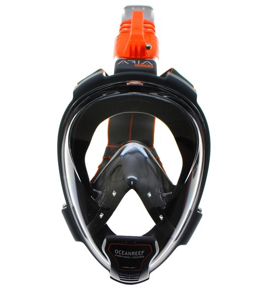Маска полнолицевая Oceanreef ARIA QR+ для сноркелинга, с держателем камеры черный/черный