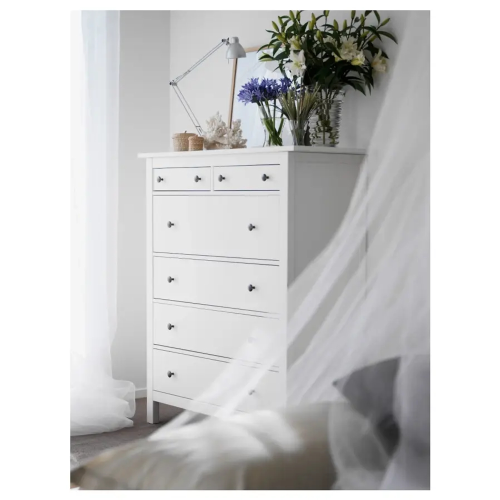 Комод с 6 ящиками - IKEA HEMNES, 108x131 см, белый, ХЕМНЭС ИКЕА