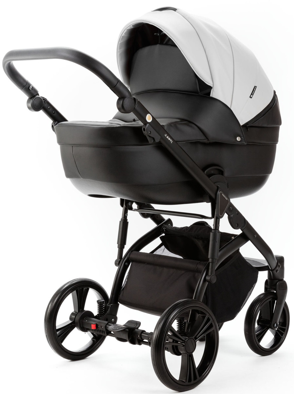 Детская коляска Adamex Lanti Deluxe 3 в 1 LN-SD01 (БЕЛ.КОЖА + ЧЕРН. КОЖА)