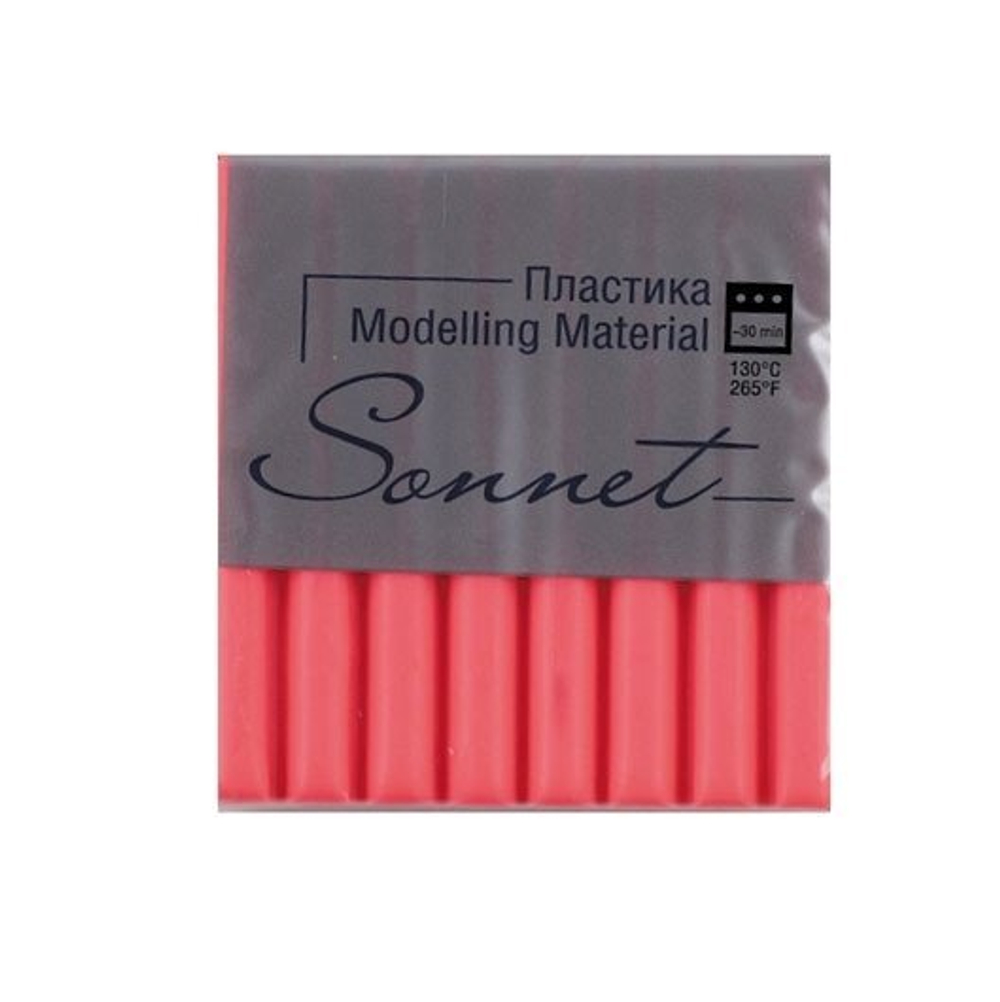 Полимерная глина (пластика) Сонет, 56 гр., флоуресцентная, брус красный