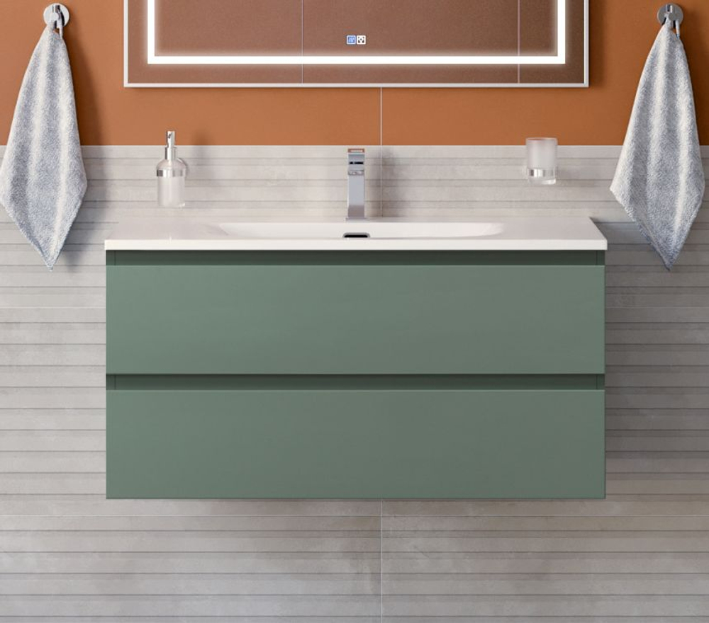 Тумба с раковиной подвесная BelBagno KRAFT-1000-2C-SO-VO Еловый матовый, раковина белая BB-8099-100