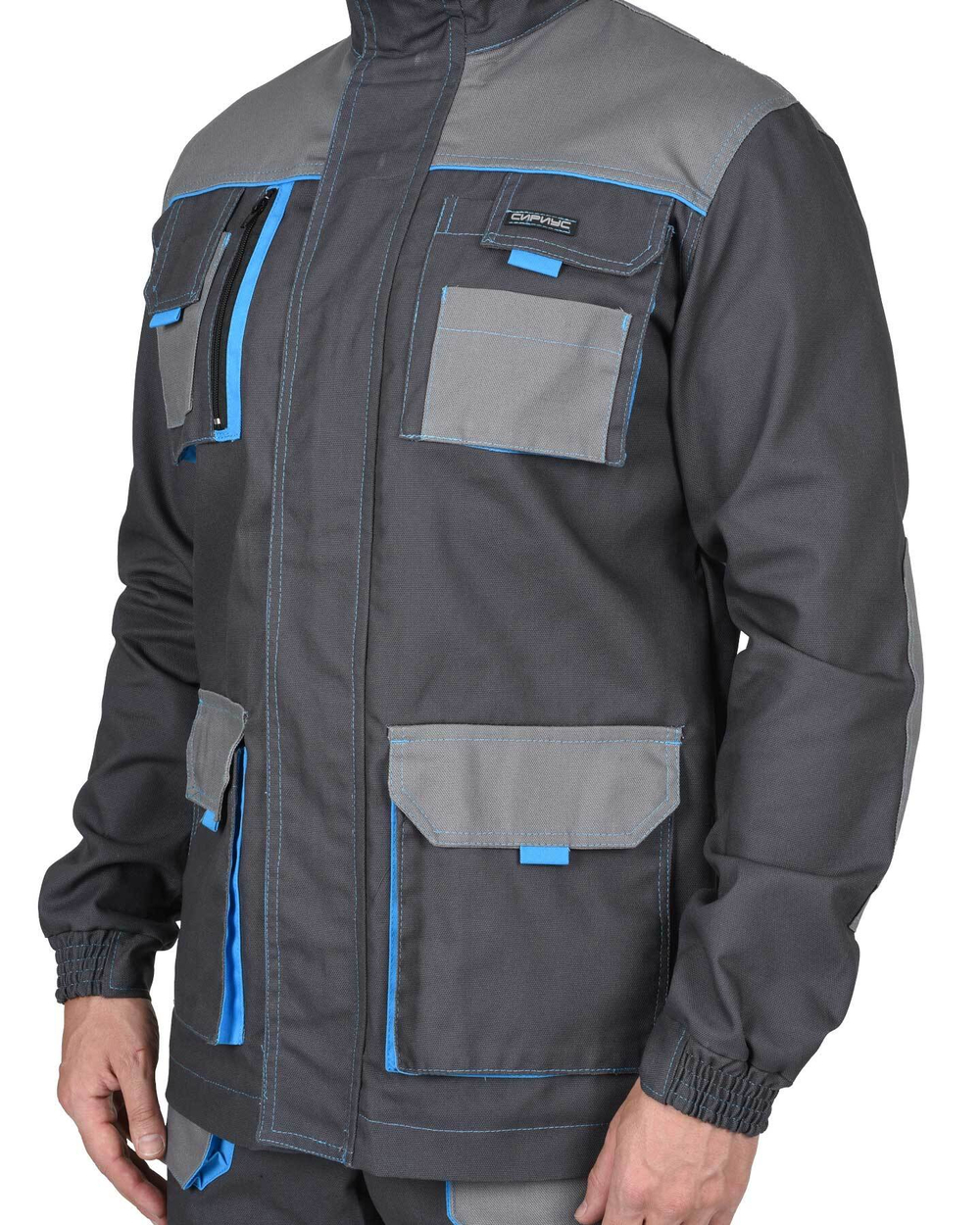 Куртка Двин цв. т.серый со средне серым и голубой отделкой