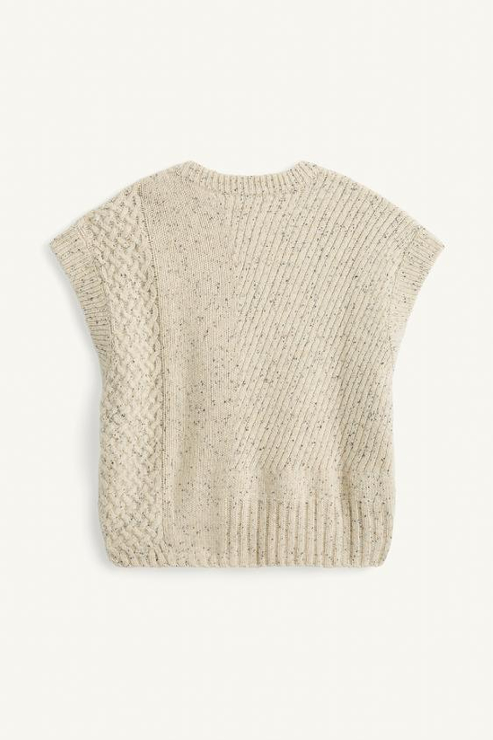 ZARA ВЯЗАНЫЙ ЖИЛЕТ СВОБОДНОГО КРОЯ ИЗ СМЕСИ ШЕРСТИ, ЭКРЮ