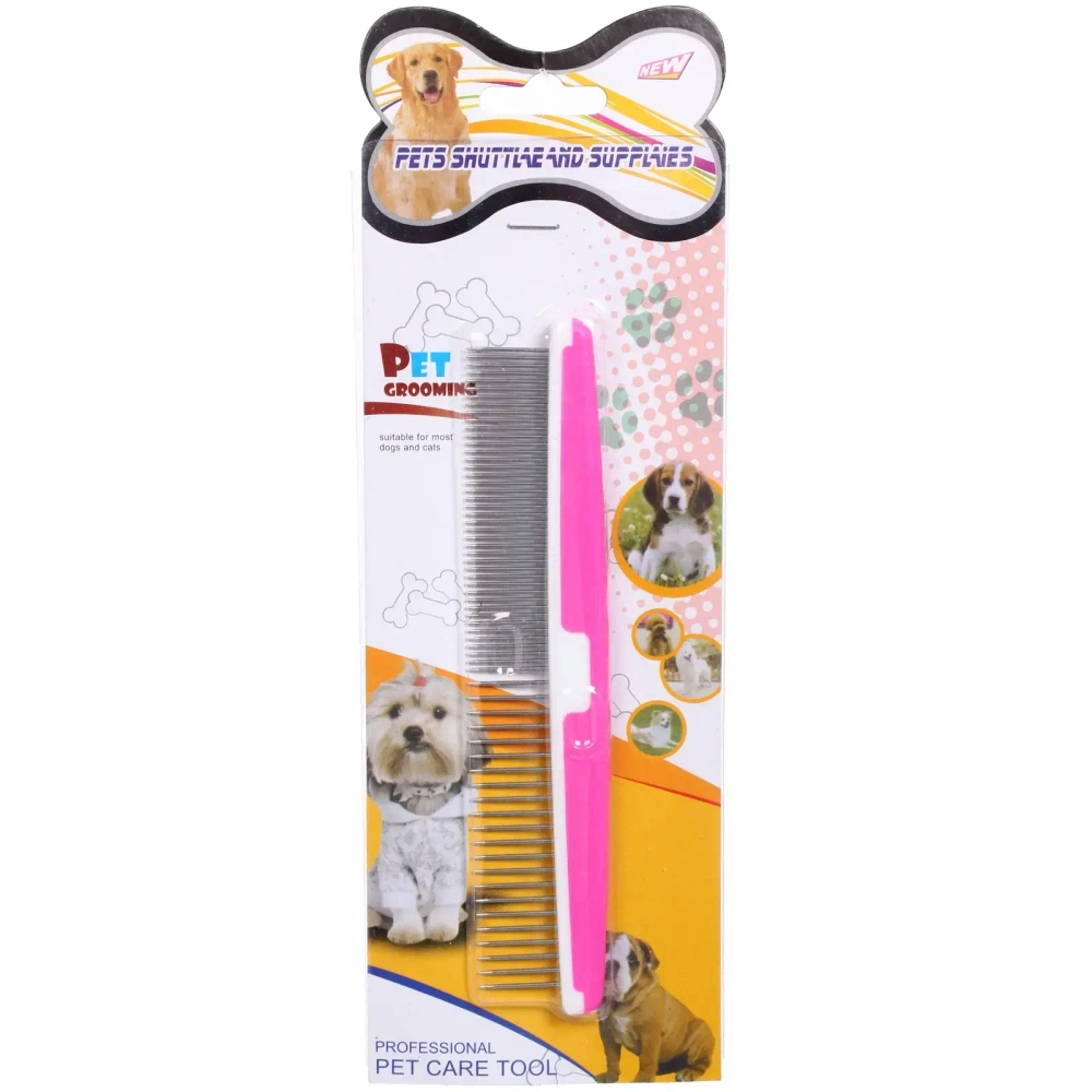 Расческа - пуходёрка комбинированная для животных «ЛАПУСИКИ», цвет розовый, 17*3,5см (блистер)