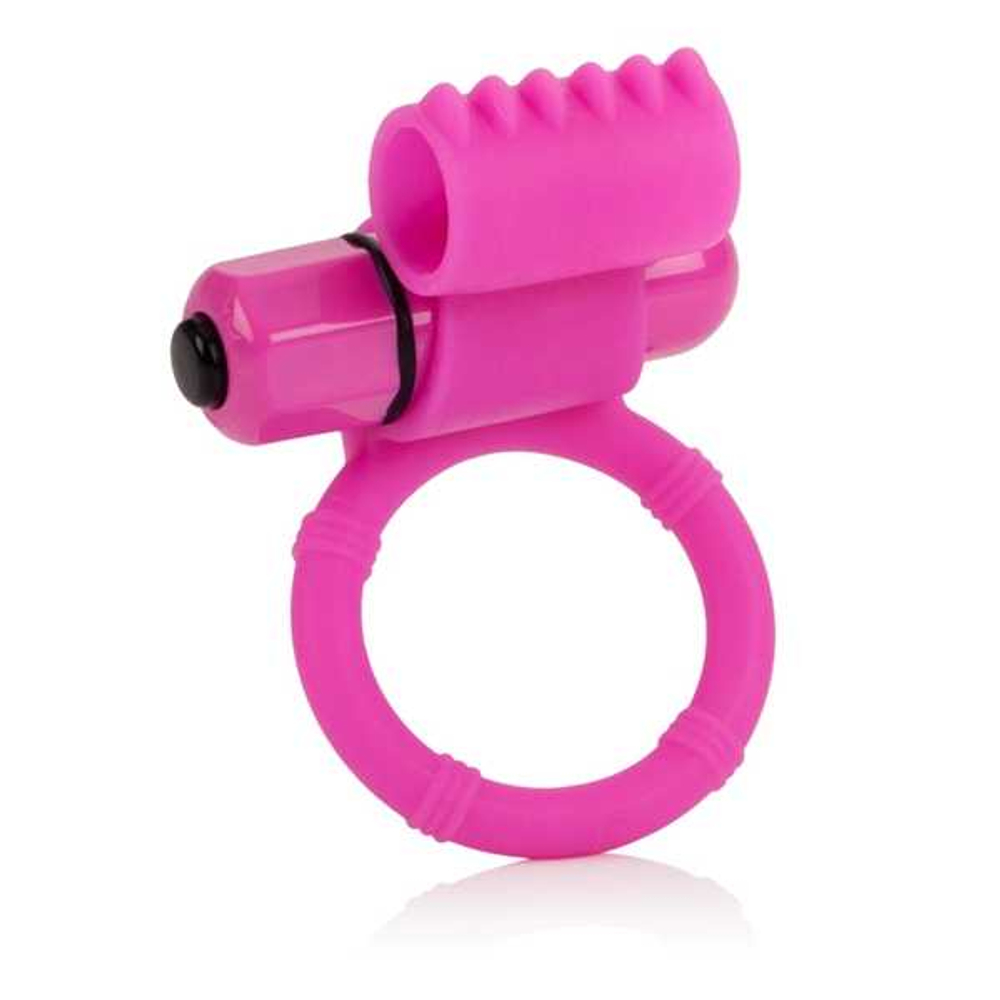 Розовое эрекционнное кольцо с двумя положениями вибростимулятора (Цвет: розовый)