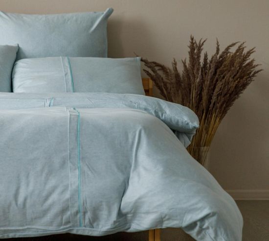 Двуспальный комплект постельного белья Васильковый трикотаж