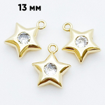 Подвеска Звезда, цвет золото, фианит, размер 13*11 мм, цена за 1 шт