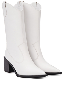 Женские кожаные белые казаки