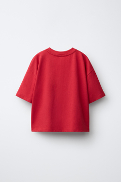 ZARA ФУТБОЛКА С НАШИВКОЙ В КЛЕТКУ ВИШИ, БЕЛЫЙ/КРАСНЫЙ