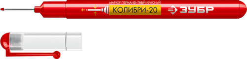 ЗУБР Колибри-20 красный, наконечник L 20 мм, ᴓ 2 мм, перманентный маркер для отверстийл (06328-3)