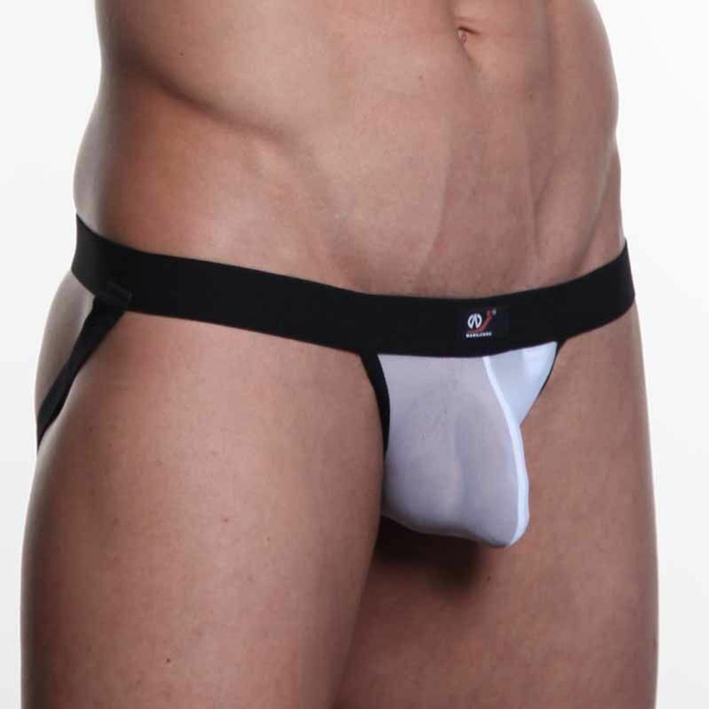 Мужские трусы джоки WangJiang в сетку белые WG00099