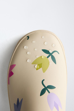 ZARA РЕЗИНОВЫЕ САПОГИ С ТЮЛЬПАНАМИ, ЭКРЮ