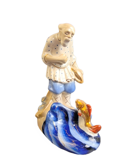 Фарфоровая статуэтка "Старик и золотая рыбка" Гжель