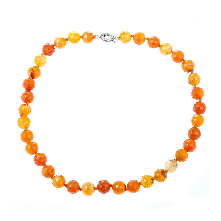 Бусы Агат, шар 1,2 см граненый через узел, цвет желтый, 45 см