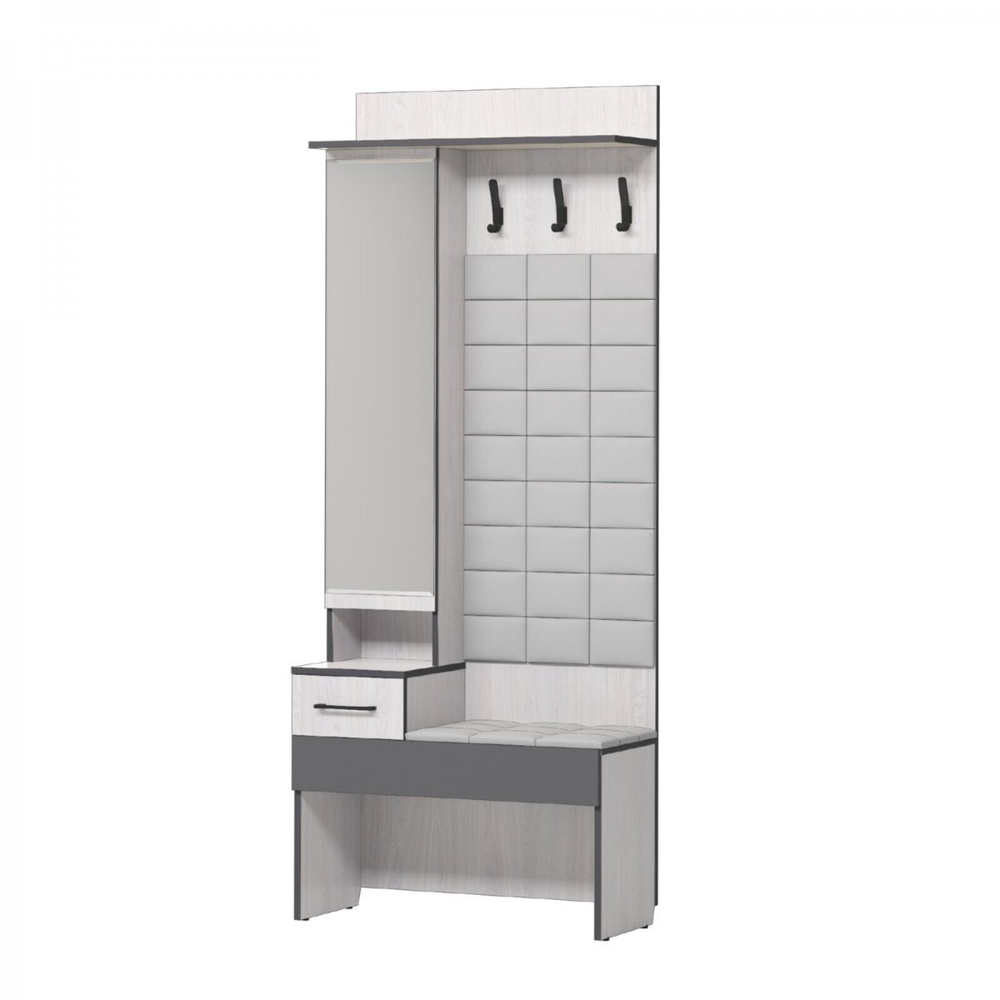 Вешалка ЭЛЬЗА мод.№1 на 800 с зеркалом, ясень анкор светлый