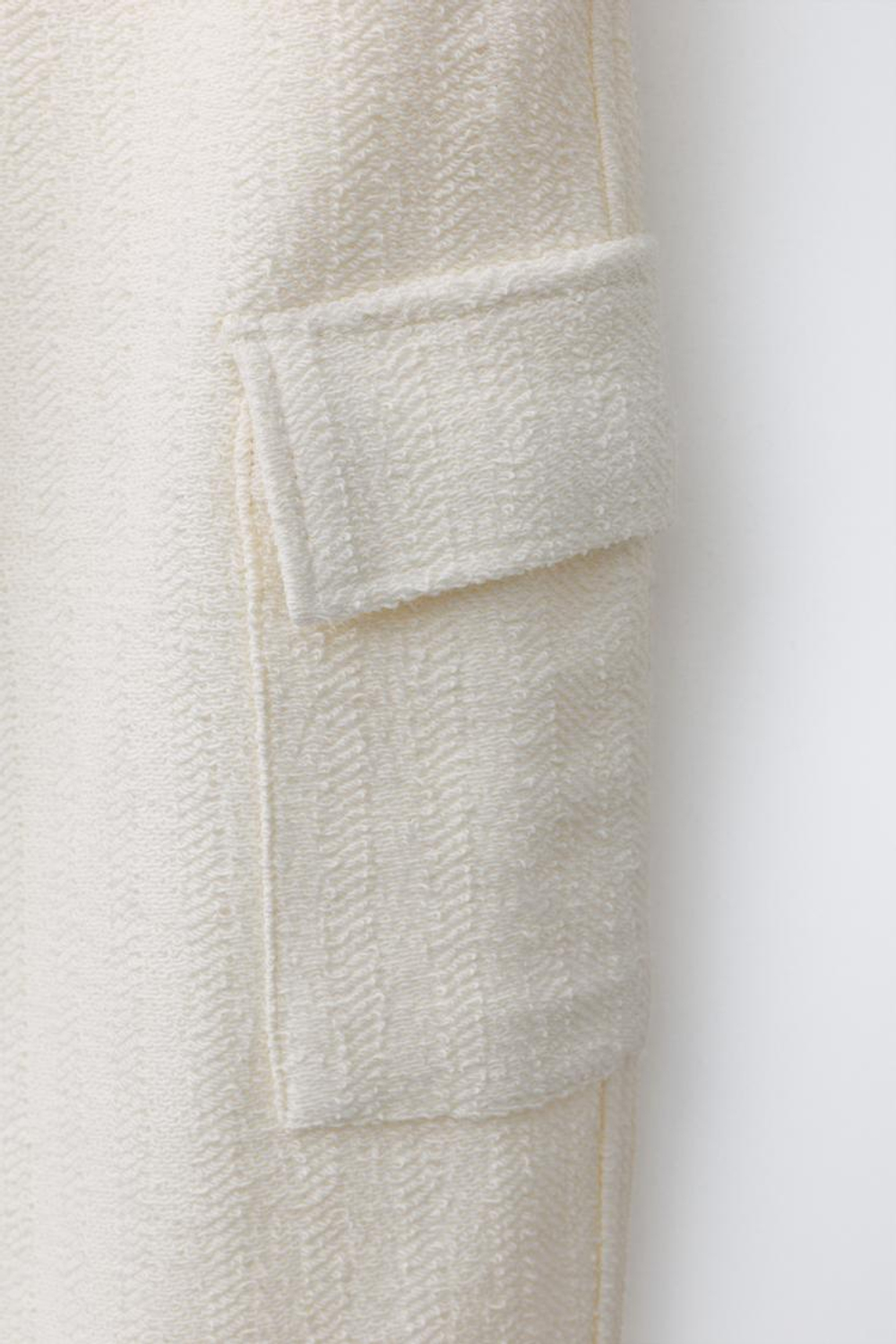 ZARA БРЮКИ КАРГО ИЗ РЕЛЬЕФНОЙ ТКАНИ, ЭКРЮ