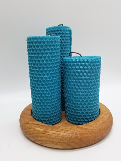 Набор свечи на круглой подставке из дерева; дуб; D=160;Н=25мм.